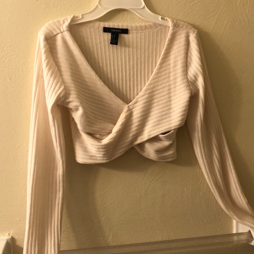 Forever 21 Cream Cutout Crop Top
